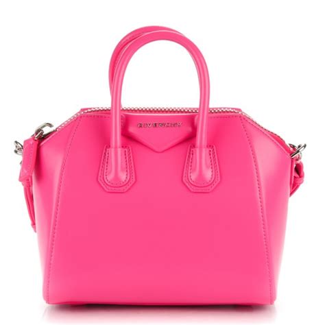 GIVENCHY Shiny Lord Calfskin Mini Antigona Shocking Pink 